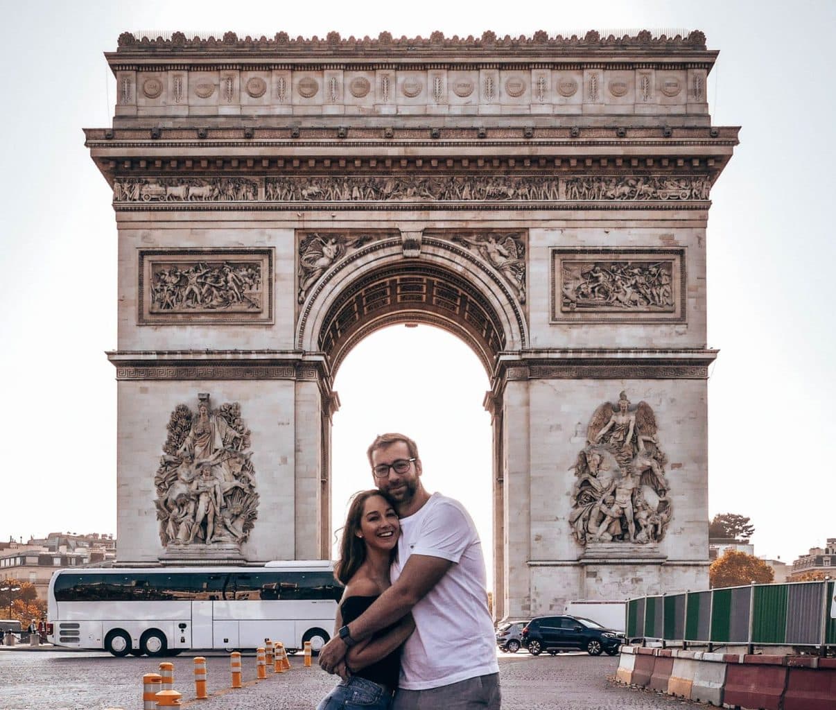 Posing in front of the Arc de Triomphe, Paris