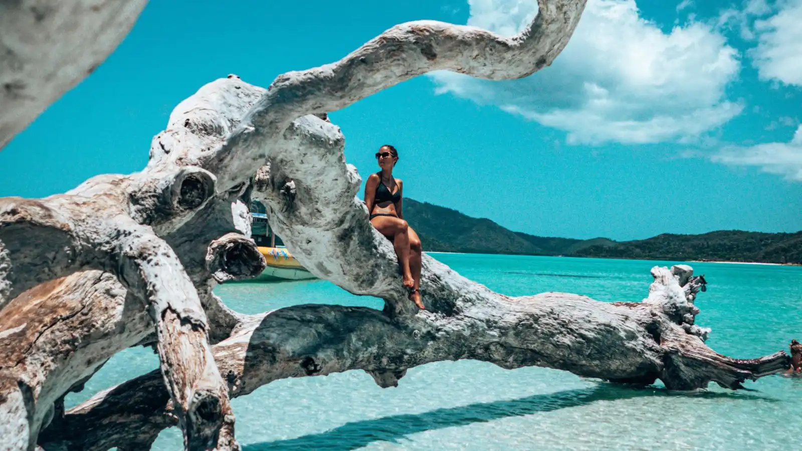 Posing at Whitehaven beach