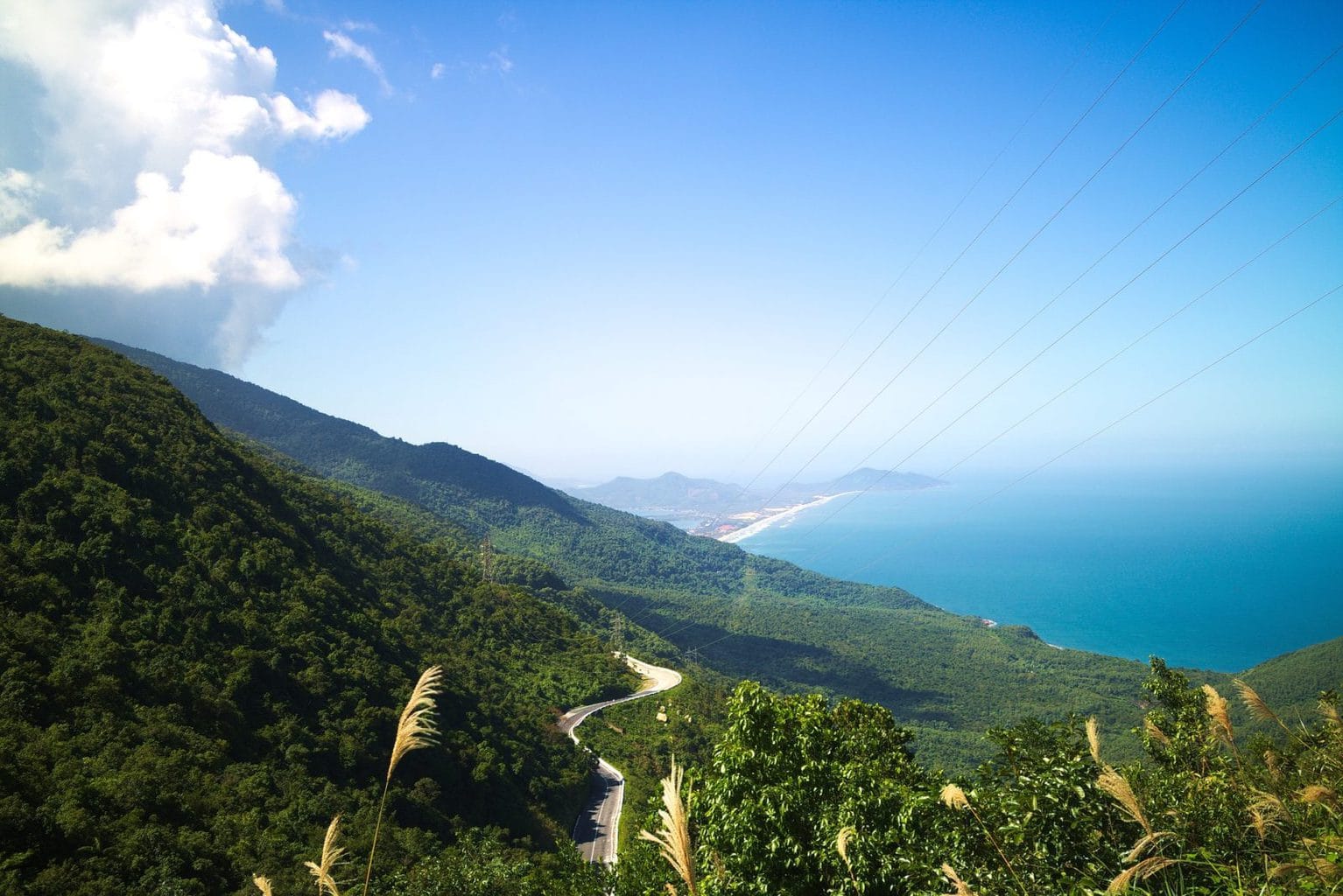 Hai Van pass aerial shot, greatest ocean road Hue to Hoi An