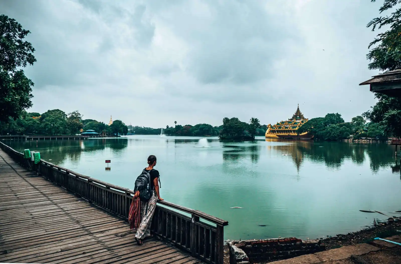 Picture of girl at Lake Kandawgyi in Yangon Myanmar