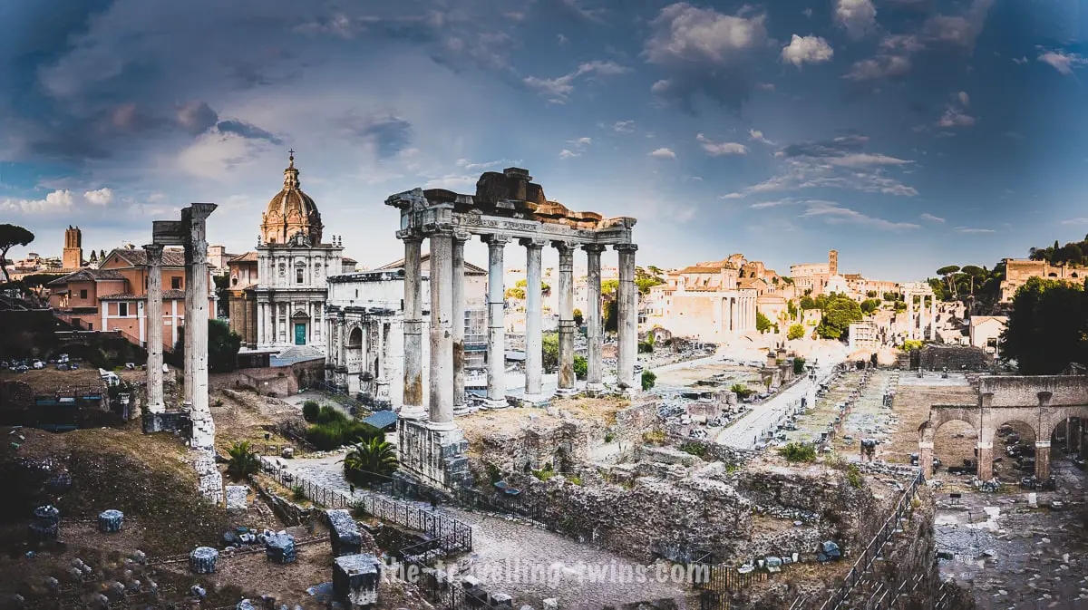 Famous Rome landmarks like the Roman Forum