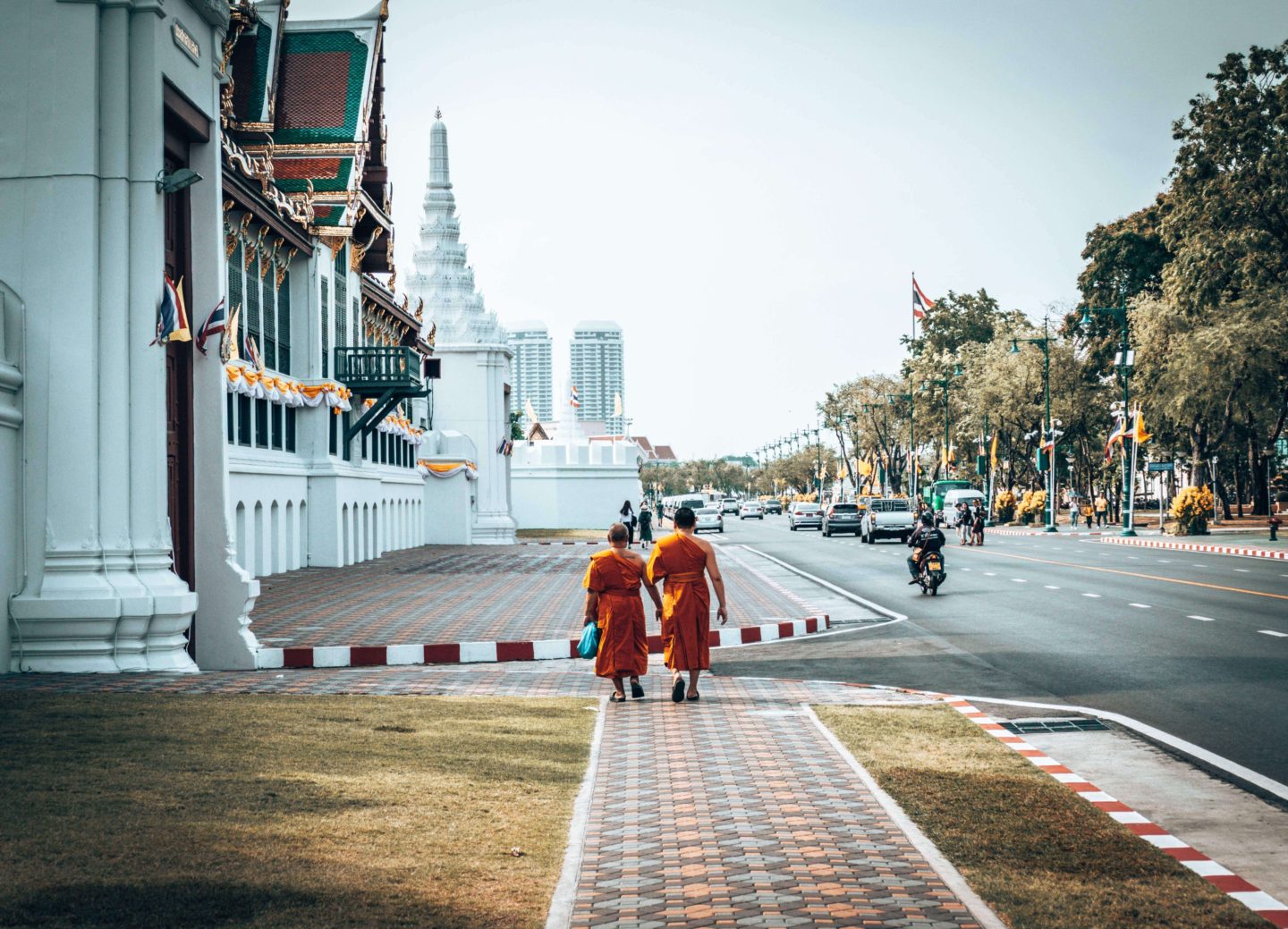 Picture of monks near Grand Palace in Bangkok, Thailand