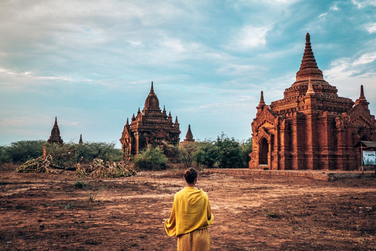 Lee at temples in Bagan