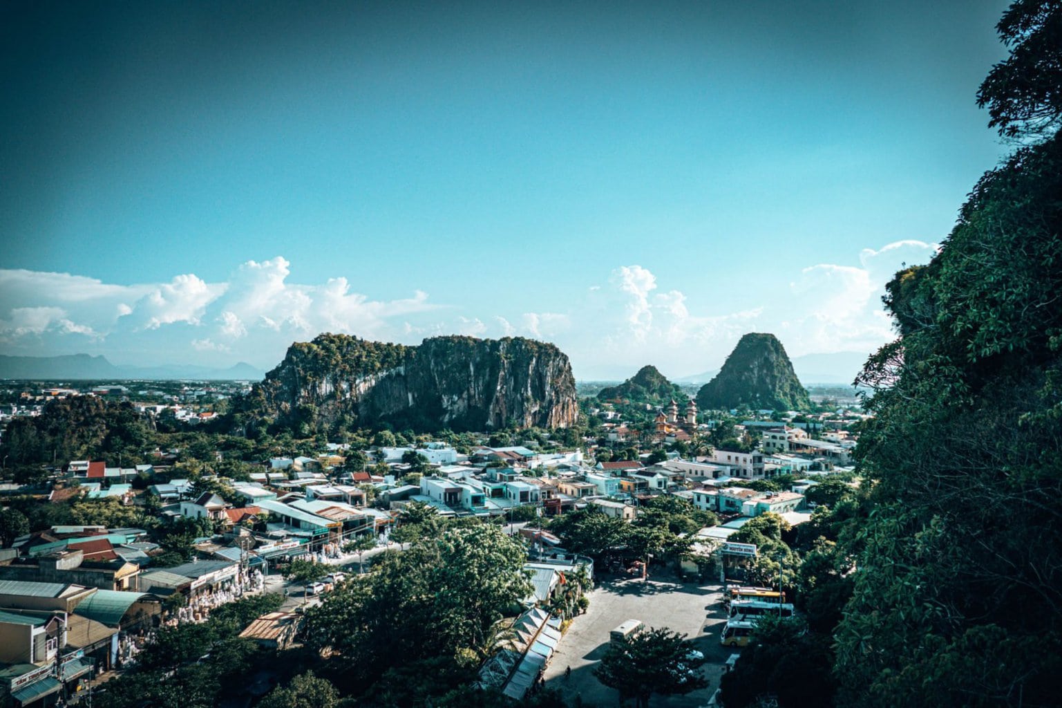 View from marble mountain outside Da Nang on Hue to Hoi An ride