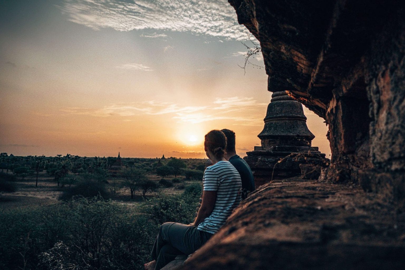 Picture of couple at sunrise in Bagan, Myanmar