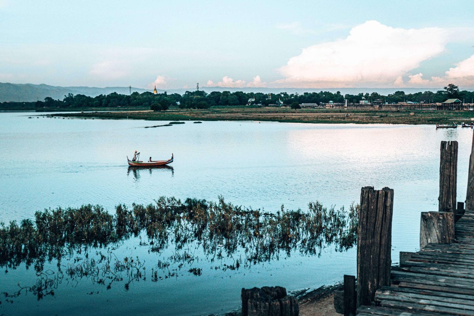 Picture of the water by U-Bein bridge in Mandalay Myanmar